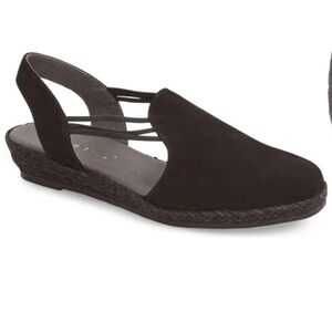 NEW David Tate Nelly Black Nubuck Slingback Sandals